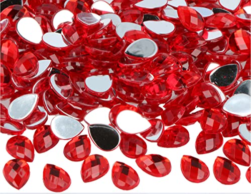 Gemas acrílicas rojas tipo gota 10x14mm para rellenar jarrones y personalizar ropa, 1000 ud