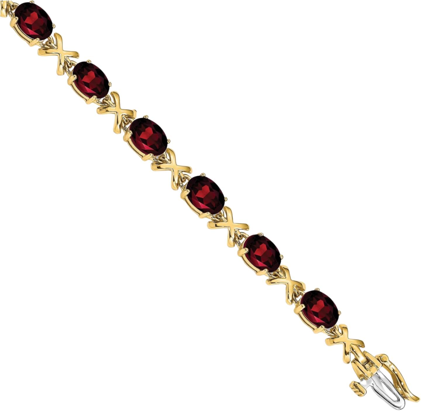 IceCarats 14K Solid Yellow Gold 12 carat Red Garnet Tennis Bracelet 7 inch Oval Cut, Natural For Her