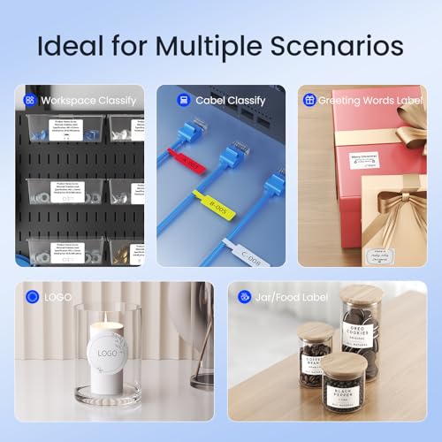 CLABEL 221D Bluetooth Etikettendrucker für Desktop Thermo Etikettiergerät Selbstklebend, Labeldrucker Kompatibel mit PC & Smartphone für Barcode Handel Preis Büro, mit 1 Rolle 50x30mm Etiketten