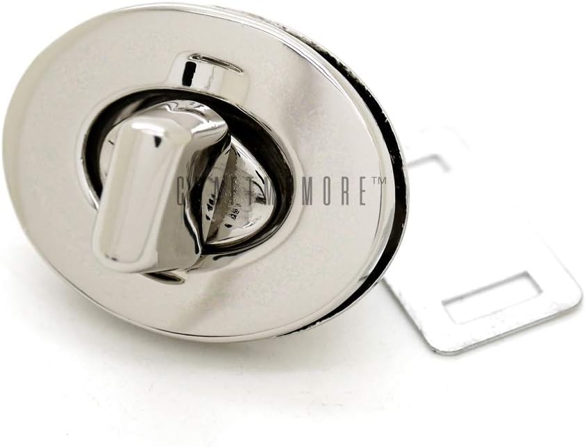 CRAFTMEMORE 2pcs Oval Twist Turn Locks Purse Closure Leathercraft Accessory Turn Lock Clasp (Large 35x26 mm, Silver)