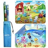 Klean Kids [2 Pack] Silicone Placemat for Toddlers (Sealife and Farm) - Non Slip 2-Pack with Travel Bag - Sealife/Farm - Alternative to Suction Plates for Babies - Essential Baby Feeding