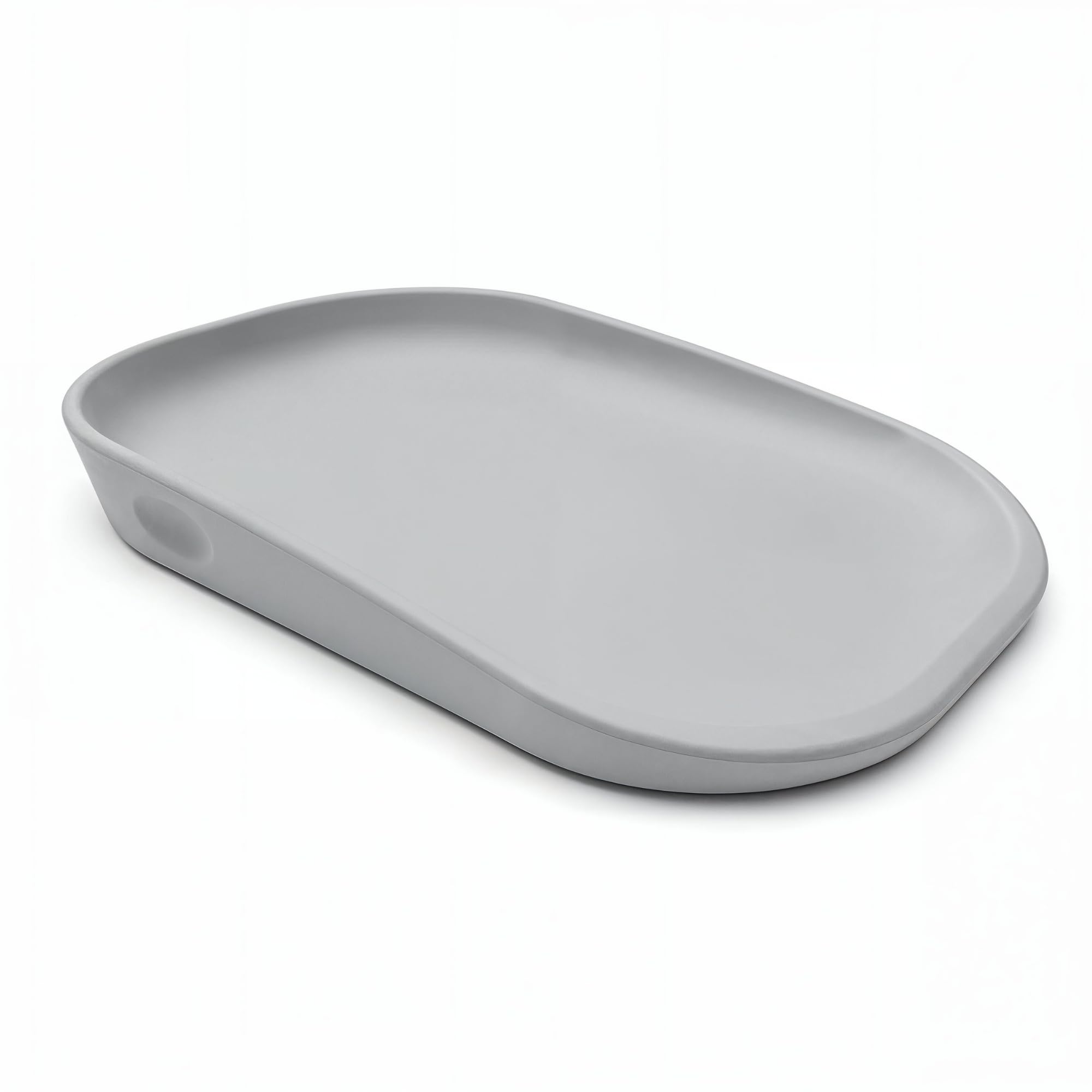 kindsgard Wickelauflage – Weiche Wickelmatte aus PU mit erhöhtem Rand – Abwaschbar, Hygienisch, Schadstofffrei – 68,5 x 48 cm – Für Wickeltisch, Kommode, Waschmaschine oder Boden (Grau)