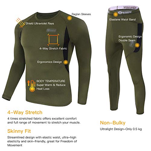 Image of romision Thermal Underwear for Men Stretch Fit, Fleece Base Layer Top & Bottom Set, Insulated Long Johns for Cold Weather Hunting