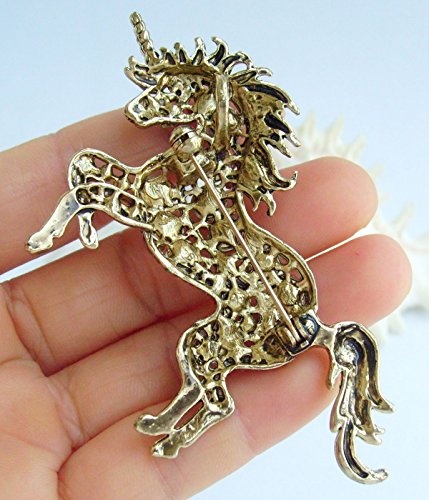 Image of Unique Animal Unicorn Horse Brooch Pin Pendant Austrian Crystal BZ6172