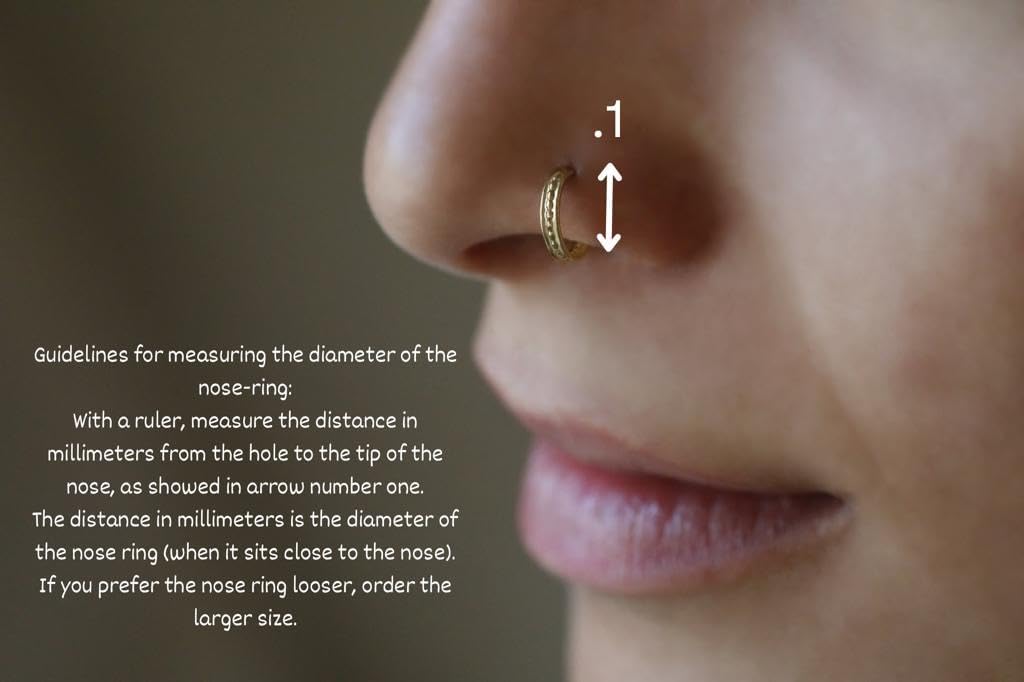 14K Rose Gold Nose Ring. 7mm Diamater 22g (0.6 mm) Dainty Rope Ear or Nose Hoop, Boho Indian Minimalist Tribal Handmade Piercing Jewelry, Good for: Nostril, Septum, Tragus, Helix, Cartilage, Daith, Rook - Image 4