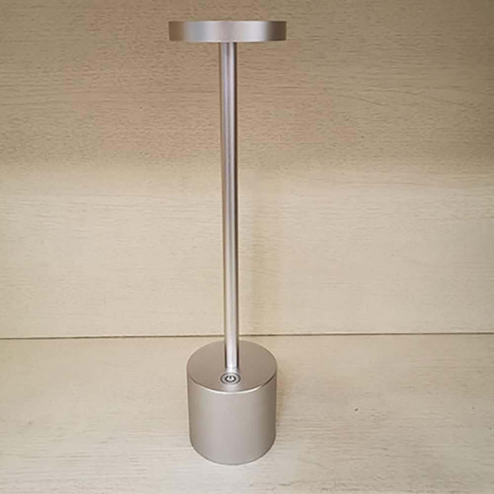 DFAEEKIYO Led Cordless Touch Sensor Restaurant Bar Table Lamps Art Deco Rechargeable Desk Lamp Metal Bedroom Bedside Reading Light(Silver)