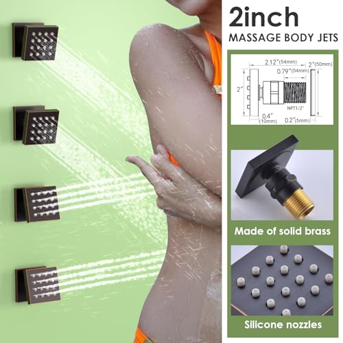 ENGA Bathroom Massage Body Spray Shower System 12-inch Rainfall Showerhead with Handheld Shower (Oil Rubbed Bronze)