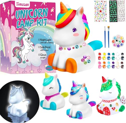 Timesun DIY Bastelset Kinder Einhorn Lampe Malset, Mädchen und Jungen,...