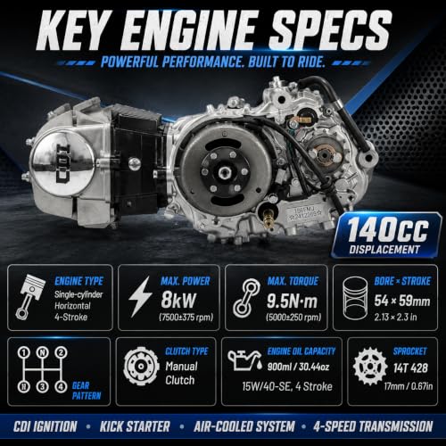 Motor Kit de Motor de 140CC 4 Tiempos, Motor Horizontal para Pit Bike de Cilindro Único Enfriado por Aire con Embrague Manual de 4 Velocidades CDI Adecuado para CRF50 CRF70 XR50 XR70 Z50 CT70 Pit Dirt Bike miniatura 3