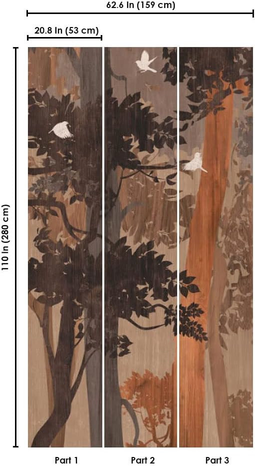 Miniatura 2 de CONCORD WALLCOVERINGS  Papel tapiz floral para dormitorio, diseño de pájaros del bosque, marrón, naranja y beige, 63 pulgadas de ancho x 110