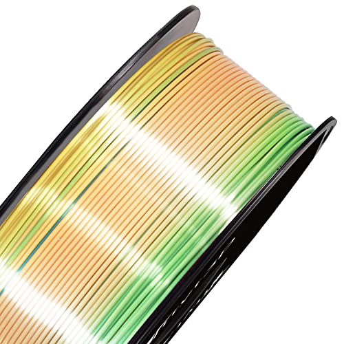 Image of Silk Yellow Green Multicolored Fast Color Gradient Change PLA 3D Printer Filament, 1.75mm 1Kg Multi Colored Rainbow 3D Printing Material, Widely Fit for 3D Printers by TTYT3D