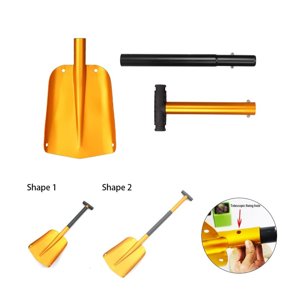 Rascador de hielo para coche Pala Plegable Retráctil, Herramientas Supervivencia Pala Nieve Para Exteriores Aleación Aluminio Pala Hielo Herramienta Removedora De Nieve Invierno Rascadores de hielo pa