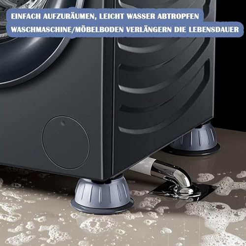 8 Stück Waschmaschine Füße Pad, Schwingungsdämpfer Fußpolster, Rutschfeste und Geräuschreduzierende Wird, Anti Rutsch Gummi Fußpolster für Trockner, Kühlschrank, Tische, Grau