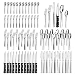 Set posate 12 persone, Hunnycook 72 pezzi set posate con coltello da bistecca, posate acciaio inox per ristoranti, feste e matrimoni, lavabile in lavastoviglie