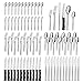 Set posate 12 persone, Hunnycook 72 pezzi set posate con coltello da bistecca, posate acciaio inox per ristoranti, feste e matrimoni, lavabile in lavastoviglie