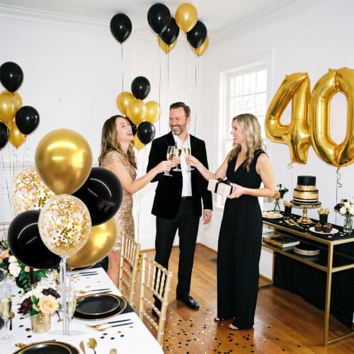 Image of TONIFUL 4 Set Black Gold 40 Balloon Stand Balloon Centerpieces for Table