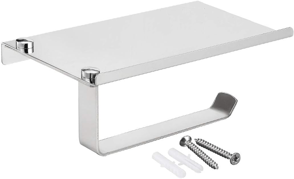 New Lon0167 304 Stainless Steel Polishing Wall Mount Toilet Paper Holder w Storage Shelf(304 Edelstahl Polieren Wandhalterung Toilettenpapierhalter w Lagerregal
