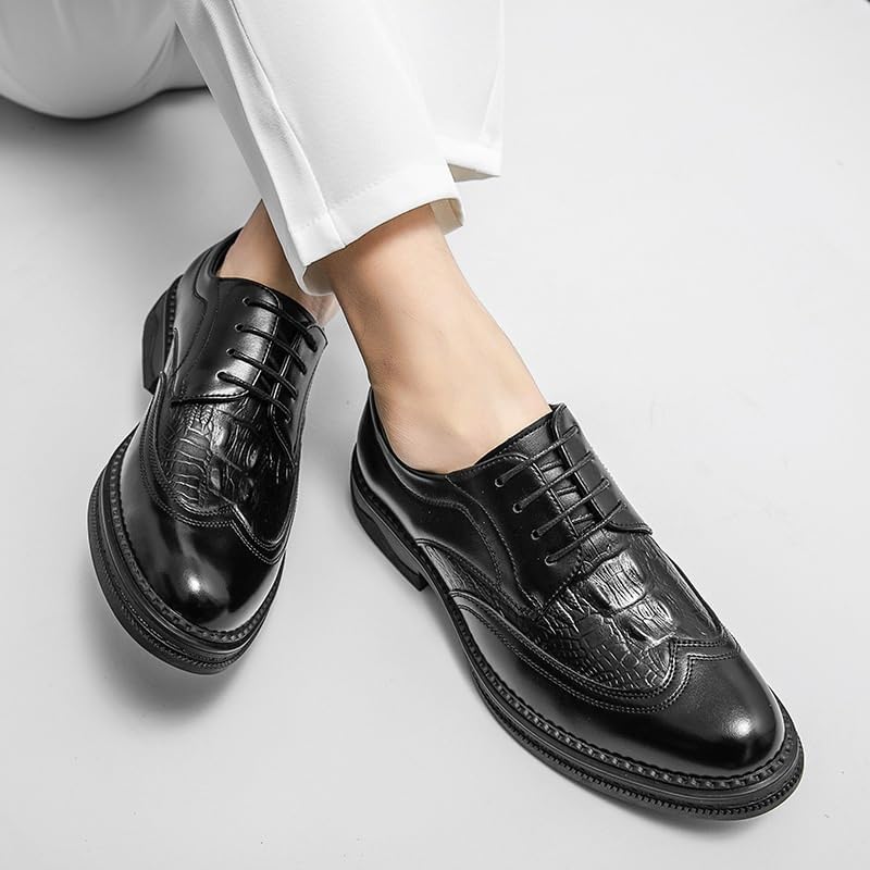 Men's Vintage Oxford Dress Shoes, Breathable Comfortable Lace-Up Leather Business Formal Shoes for Men Fashion Wedding Tuxedo Office Work2