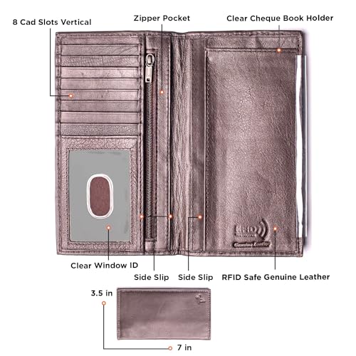 Juzar Tapal Collection Checkbook Cover Checkbook Wallet Leather Checkbook Cover Rfid Protection Check Book Cover For Business Checkbook Bifold Long Wallet Dark Brown