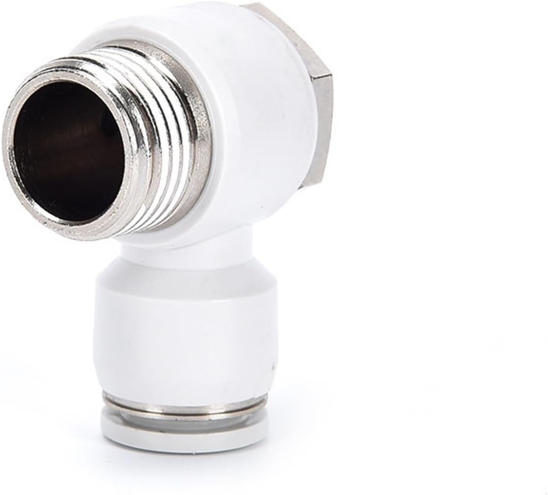 White PH8-02 Hexagonal Two-way Pneumatic Joint 4/6/10/12 Threaded Quick Connector Elbow 1Pcs(PH12-04)