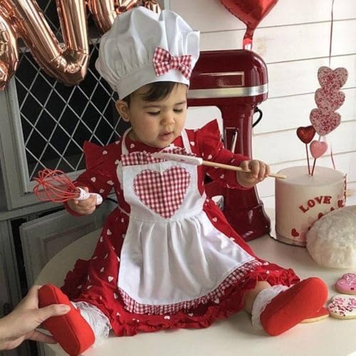Image of BabyMoon Set of 2 | Baby Designer Chef Apron With Cap | Baby Photoshoot Props Costume | 0-1 Yr | White