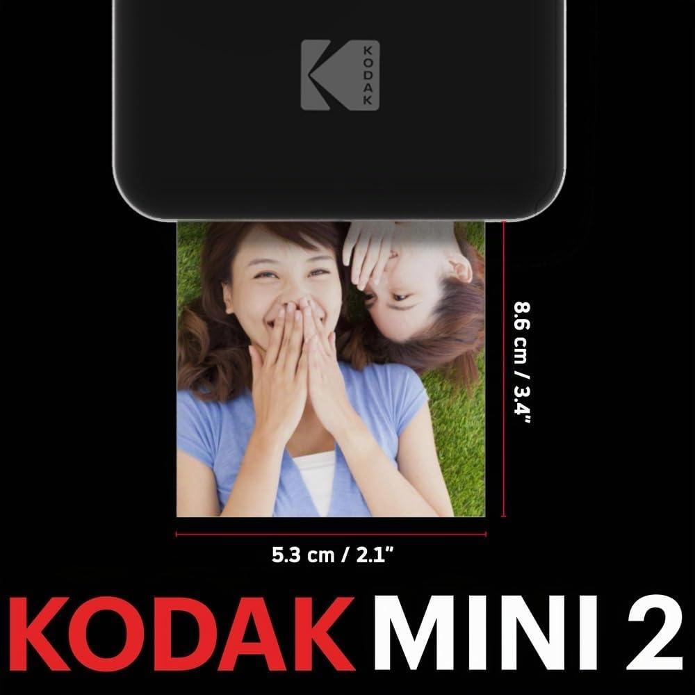 Kodak – Stampante fotografica Mini 2 HD, istantanea, senza fili e mobile con tecnologia di stampa brevettata 4Pass, compatibile con iOS e Android, nera
