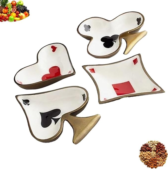 PLAYING CARDS PLATE 3枚セット Cool Enamelled Metal Playing Card Dishes, Heart, Spade, Club
