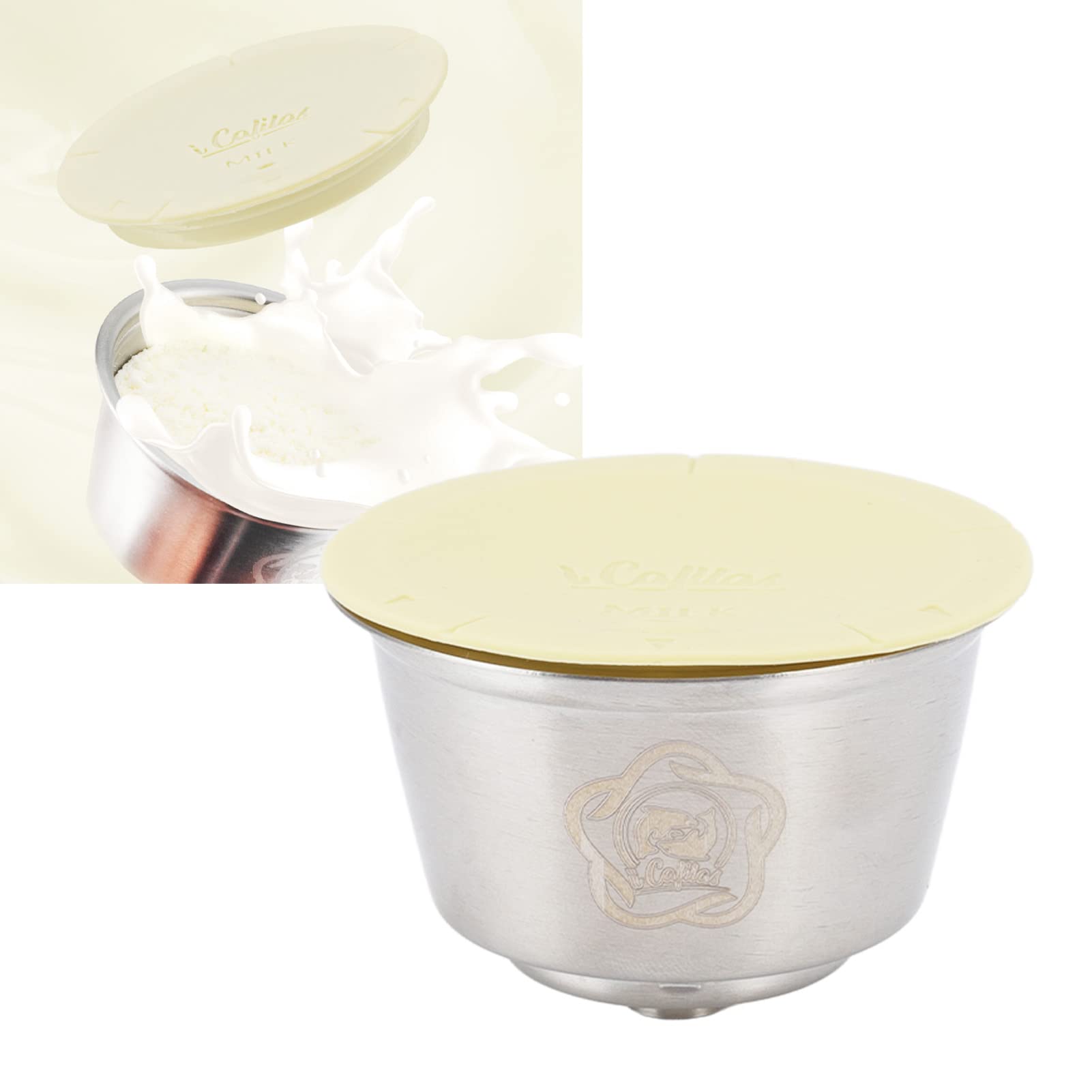 Taza de cápsula de café reutilizable de acero inoxidable Taza de cápsula de café recargable con cubierta de silicona Ecológico para máquinas Apto para lavavajillas