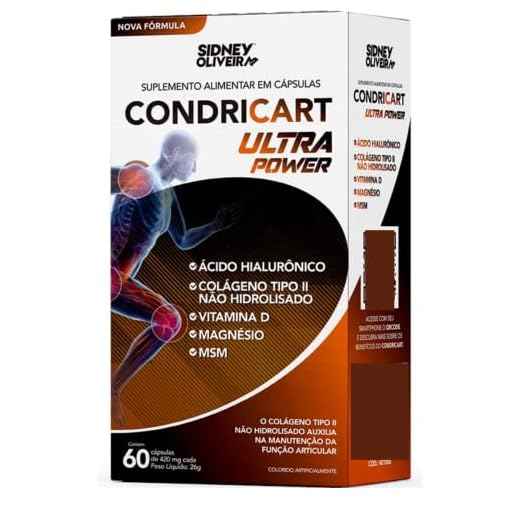 COLÁGENO TIPO II + VITAMINA D3 + MAGNÉSIO + ÁCIDO HIALURÔNICO + MSM CONDRICART ULTRA POWER 60 CÁPSULAS SIDNEY OLIVEIRA