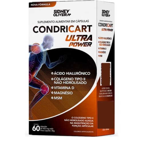 COLÁGENO TIPO II + VITAMINA D3 + MAGNÉSIO + ÁCIDO HIALURÔNICO + MSM CONDRICART ULTRA POWER 60 CÁPSULAS SIDNEY OLIVEIRA