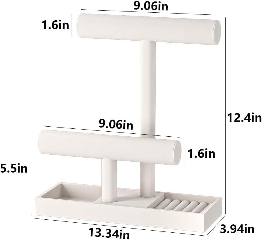 Bracelet and Necklace Holder,Velvet Jewelry Necklace Display Organizer Stand,bracelet Holder for Selling,Bracelet and Necklace Storage Tree (Style 2(Beige)) - Image 7