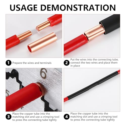 Image of Serplex 250 Pcs Copper Wire Terminal Connectors with Heat Shrink Tubes Multi-Size Wire Terminal Set (1.5-6 mm Dia) for Electrical Wiring, Secure Crimping & Durable Insulation