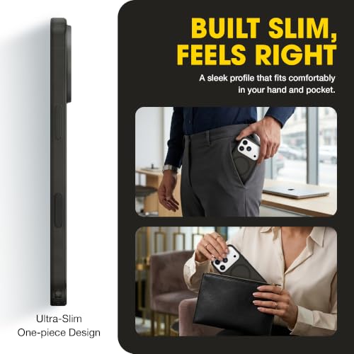 Image of OtterBox iPhone 17 Pro - Symmetry Series Slim MagSafe Case - Black Mist | 3X Military Drop Protection - Slim Pocket-Friendly - Raised Edges - Anchor Points - Camera Control - Non-Retail Packaging