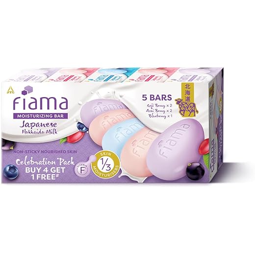 Fiama Milk Berries Soap Bars - Pack of 5 Non Sticky Formula