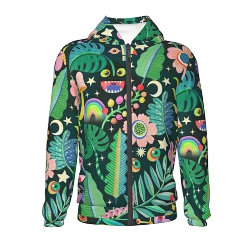 Abstract Floral Kid Hoodies Boys Zip Up Sweatshirts Girls Pullover with Pocket2