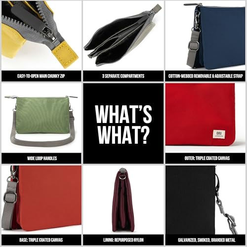 ORI LONDON Crossbody Bag - XL Slim, Chunky Zip, Removable & Adjustable Strap, & 3 Compartments - Carnaby4