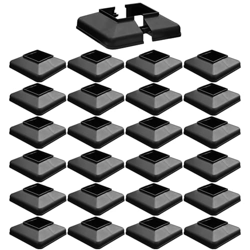 Image of Plastic Lower Post Base Cover, Decorative Square Railing Base Trim, Durable Fence Post Flange Skirt for Patio, Porch, Stair, and Railing Systems (24pack, Fit 2'' Post)