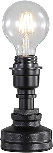 Lámpara de mesa de tubo de agua Steampunk industrial retro, lámpara de escritorio E26 Vintage Edison con enchufe de interruptor, decoración de luces