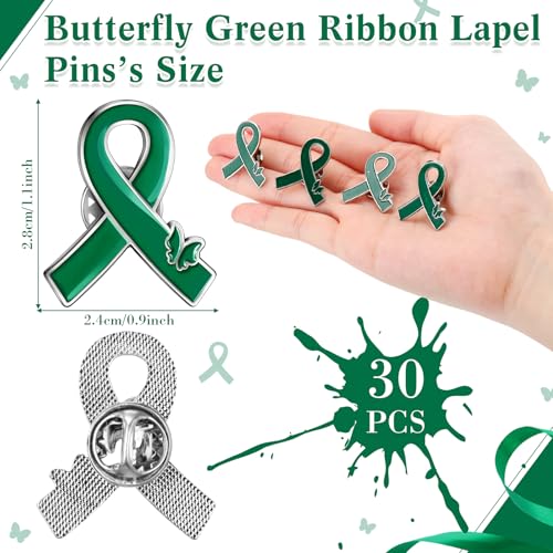 Image of Tondiamo 30 /60 /120 /240 Pcs Green Ribbon Pins Bulk Mental Health Awareness Lapel Pin Hope Brooch Items Favors Gifts for Event