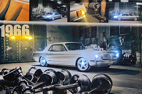 Samarkand-Lights LED-Bild mit Beleuchtung LED- Bilder Leinwandbild 65 x 45 cm Leuchtbild Mustang/US CAR/Oldtimer Cover