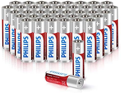Philips AAA Batteries, 40-Pack 1.5V AAA Alkaline Battery 1100mAh, High Performance, Non-Rechargeable