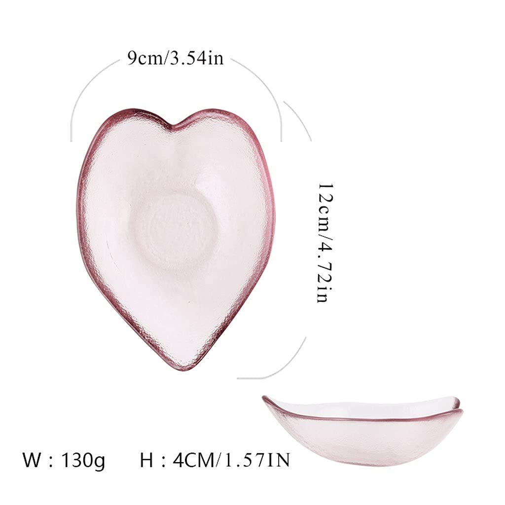 Soßenschale, Soßenschale, Sakura-Förmiges Rosafarbenes Glas, Gewürzschalen, Sojasoßenschale, Obstschalen, Salatschüsseln Und Vorspeisenteller, Dip-Schalen (Größe: Groß) (Al) (As)