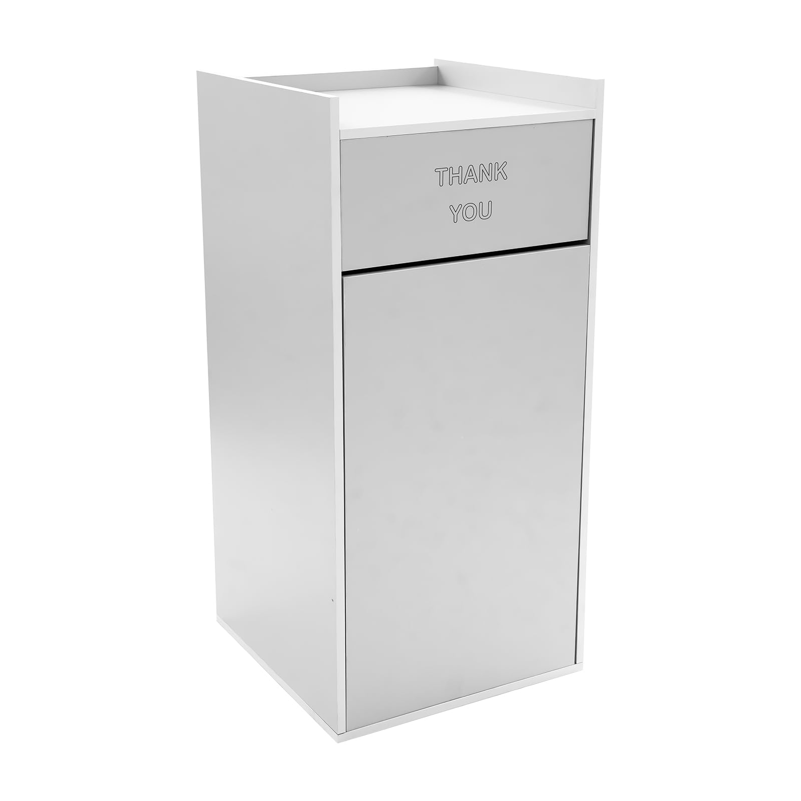 Cubo de basura de madera, cubo de basura comercial con bolsa de basura plegable, 22 x 22 x 46 pulgadas, cubo de basura de restaurante para oficinas y cafeterías, carga total 50 kg (plata)