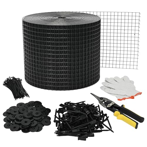 ybaymy Protección contra pájaros para módulos solares, 30 m x 20 cm, rejilla solar con 60 pinzas de fijación, 100 bridas, 1 alicate, 1 par de guantes, protección del módulo solar con revestimiento de