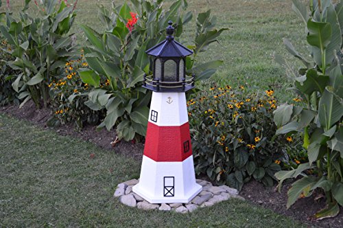 Backyard Crafts Amish-Made Montauk, NY Replica Lighthouse with Solar-Powered LED Lighting, 48