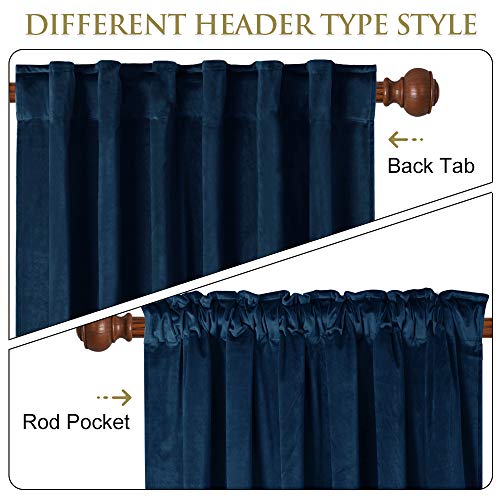 Stangh Navy Blue Velvet Curtains 96 Inches Long For Living Room, Luxury Blackout Sliding Door Curtains Thermal Insulated Window Drapes For Bedroom, W52 X L96 Inches, 1 Panel #TOP1