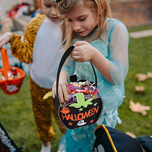 EasyAcc Halloween Felt Candy Bag 2 pcs Halloween Candy Bucket with Handle Cute Trick-or-Treating Bags Halloween Party Decorations Favors Halloween Snacks Candy Goodie Bags for Kids Boys Girls Children
