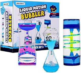 XINBAOHONG Sensory Toy for Relaxation, Motion Timer, Color Lava Lamp, 3 Pack Incredibly Effective Calming Stress Relief Hourglass Toy Liquid Motion Bubbler for Kids and Adults