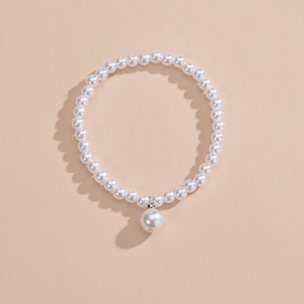 Boho Perline Bianche Ciondola Bracciale di Perle con Perline Catena per Piedi Cavigliera Elasticizzata Gioielli da Spiaggia Estivi per Le Donne
