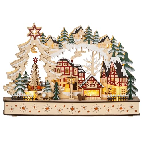HOMCOM Weihnachtsdorf mit LED Beleuchtung Beleuchtet Winterdorf mit...